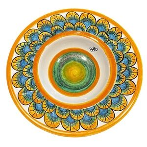 Vintage Italian Trinket Dish Colorful Hand Painted Boho